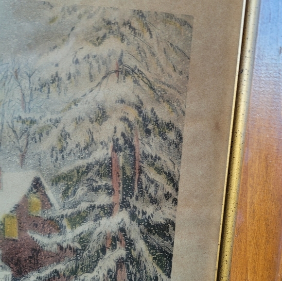 Currier and Ives The Snow Storm Country Farmhouse Scene Framed Picture - Picture 7 of 10